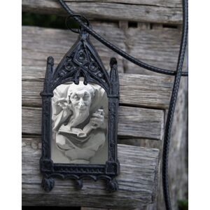 Reading Gargoyle Pendant Book Lover Jewelry Stone Sculpture Gothic Art Necklace